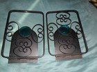 2 Lot Vintage 1960s  Bookends  Mid Century Modern Black   Turquoise Clear Spears