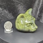 Tnt  2 25  210g 3rd Eye Cat Feline Natural Green Serpentine Stone Carving Figure