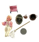 Dollhouse Miniature Furniture Accessories Lot 19 Pc Wood Metal Mixed Brands