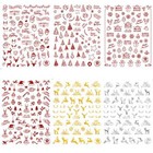 12 Sheets Christmas Nail Art Decals Xmas 3d Nail Self-adhesive Red Gold Silver