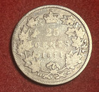 Canada 25 Cents 1871 H Silver Coin Km 5 T12110
