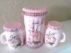 Shabby Chic Victorian sugar salt pepper Set pink W rose Design ooak