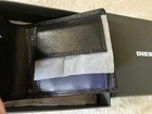 Diesel Lambskin Leather Bi-fold Wallet Black Blue Interior Mens