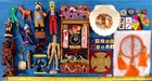Junk Drawer Lot Toys Art Figures Patches Pins Magnets Caps Labels Dice Ephemera