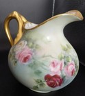 Porcelain Victorian Hand Painted Sugar   Creamer With Roses And Gold Trim