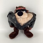 Looney Tunes Tasmanian Devil 10  Plush Biker Stuffed Animal Toy 24k Vintage 1992