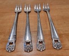 1847 Rogers Bros  Four Cocktail Forks  Eternally Yours  3 Prong  Silverplate