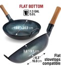 Yosukata 13 5    Blue Carbon Steel Wok Pan     Pre-seasoned Flat Bottom Wok Compatib