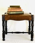 Vintage Leather Top Stool     Spanish Revival With Brass Heads