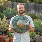 Ocean Sunset Metal Wall Art  Round Coastal Wave Decor