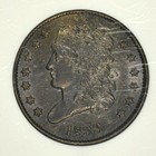 1833 Half Cent   Old Anacs Ms61 Brn