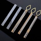New Metal Gold Color Tie Clip With Chain For Men Wedding Necktie Tie Clasp Clip
