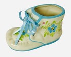 Vintage Baby Bootie Planter Vase   Wicker Bassinet Set Ceramic Nursery D  cor Set