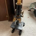 Antique Bausch And Lomb Brass Microscope Patent 1915 With Original Case Rare