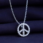 1 7ct Moissanite Peace Sign Silver Pendant 18  Necklace 14k White Gold Plated