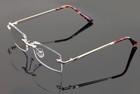 Men Metal Rimless Diamond Cut Anti Blue Blocker Uv Reading Glasses - Clear Lens 