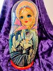 Russian Nesting Doll Set Of 7   Wood  Gouach  Acrylic  Lacquer Snow Queen Narnia