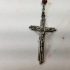 Vintage Silver Tone Rose Bead Rosary Virgin Mary Center