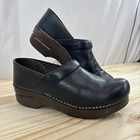 Dansko Lt Women s Black Leather Slip On Lightweight Clogs Nursing Shoes Size 38