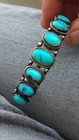 Vintage Navajo 7-stone Turquoise Row Cuff 39g Heavy Silver Old Pawn