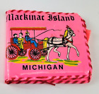 Mackinac Island Vintage Souvenir Pink Plastic Wallet Kid Size Horse Carriage