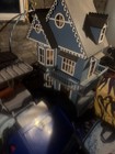 Large Vintage Victorian Style Wooden Dollhouse Blue White 3 Story Miniature