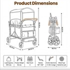 Wagon Stroller 4 Kids Push Pull Quad Collapsible Stroller 330lbs Capacity