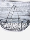 Wire Gathering Basket With Handle   Farmhouse Primitive Rustic Decor
