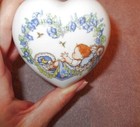 Jesus Loves Me Trinket Box Porcelain Baby Blessing Religious Bird Flower Vtg 90s