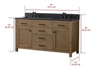 60-in Dual Sink Natural Wood Color Vanity W blk Limestone Top 