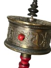 Vtg Handheld Traditional Tibetan Buddhist Prayer Wheel Mantra Brass   Wood