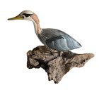 Great Blue Heron Shorebird Replica Wood Handcrafted 6 5  H Figurine
