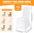 100 Pcs White Polyester Spandex Chair Covers - Stretch Slipcovers For Wedding  P
