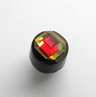 Antique Black Glass Tingue Button Red Flashed Clear Top