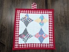 Farmhouse Set 2 Potholders Hm W up-cycled Vtg usa Hm Quilt W  pinwheels 