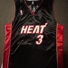 Official Men s Adidas Miami Heat Jersey  3 Dwyane Wade Black Nba Sz 50