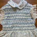 Polly Flinders Vintage Cream Blue Floral Smocked Collar Girls Dress Size 5
