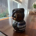 Vintage Cloisonn   Owl Figurine Chinese Enamel Bird Figure Brass 2 75   