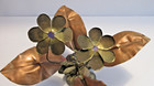 Vintage Brutalist C  Jere Style Metal Flower Sculpture Art Stone Base Mcm 1960s