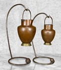 Antique Italian Farmhouse Hammered Copper Hanging Pitchers - A Pair
