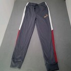 Puma Essentials Color Block Sweatpants Grey Red Boys Medium Drawstring Joggers 