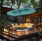 15ft Patio Large Umbrella Double Side Outdoor Market Umbrella W  Led Solar Light