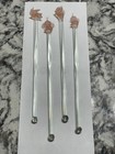 Vintage Pink Elephant Frosted Glass Swizzle Sticks  8   Mcm Barware 4 In Set