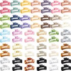 64 Pcs Medium Rectangle Hair Claw Clips Set - Matte Thin Clamps For Women   Girl