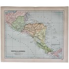 1891 Costa Rica Central America Caribbean Sea Antique Map Color Victorian Era