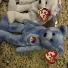 Ty Beanie Babies Bear Plush Lot Of 4 W  Heart Tags Black White Blue Peace 2000