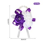12pcs Wrist Corsage Artificial Flower Bracelets Rose Decorative Purple