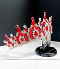 Silver Crystal Tiara  Wedding Bridal Crown  Prom Party Crown  Red Crystal Crown