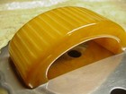Vintage Large Round Scalloped Aluminum Cookie Cutter Butterscotch Bakelite Handl