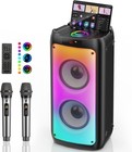 Karaoke Machine With 2 Wireless Microphones  Portable Bluetooth Speaker For A   